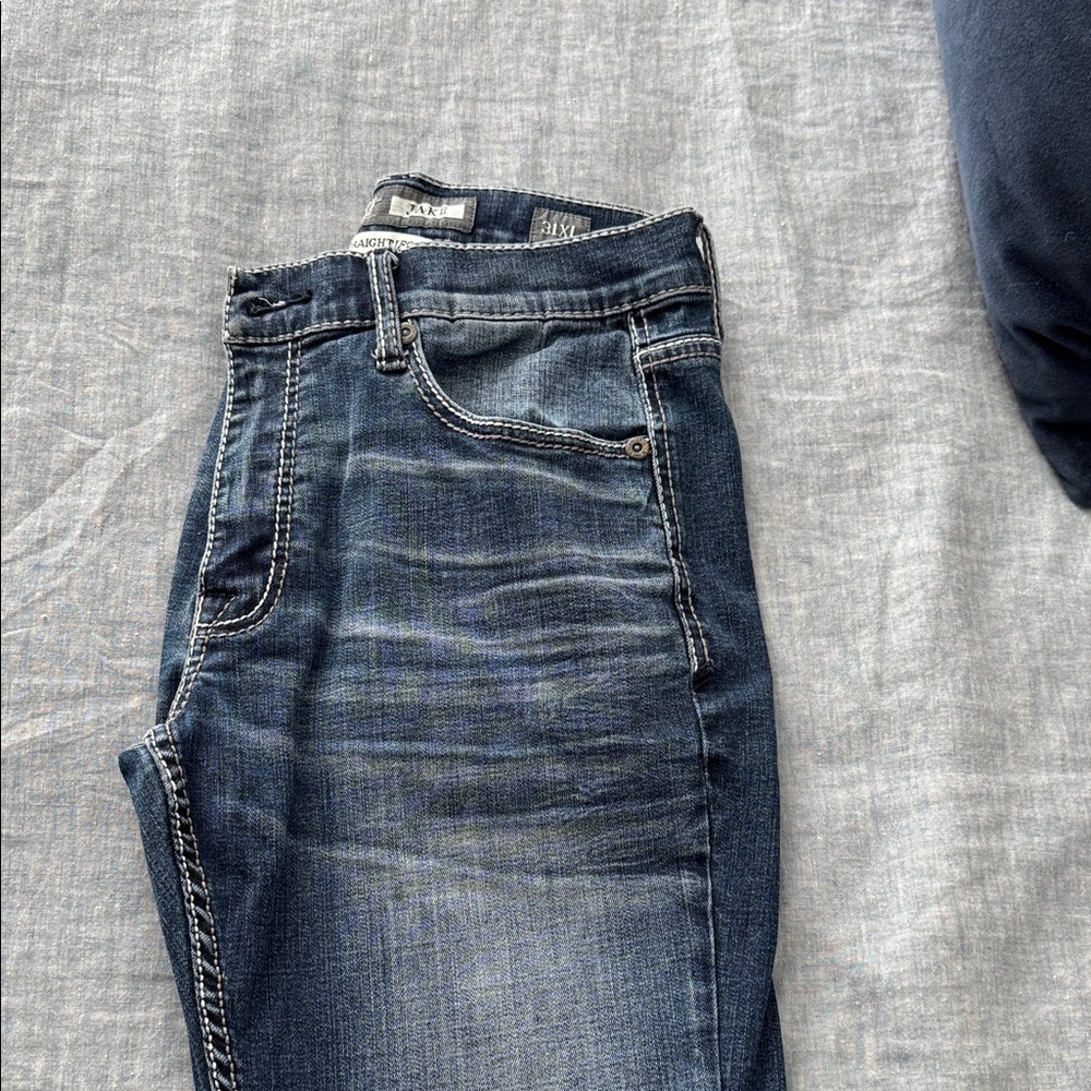 BKE Dark Blue Straight Jeans Long